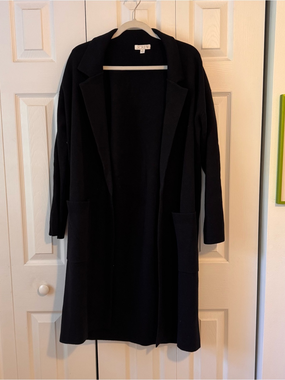 J. Crew Black Open-Front Long Trench Coat